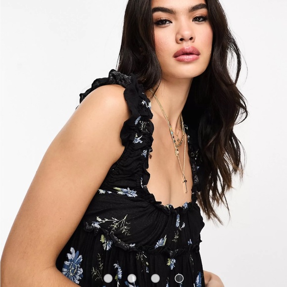 NWOT FREE PEOPLE Bali Wild Daisy Slip / Dress Black Combo Size S - Picture 9 of 14